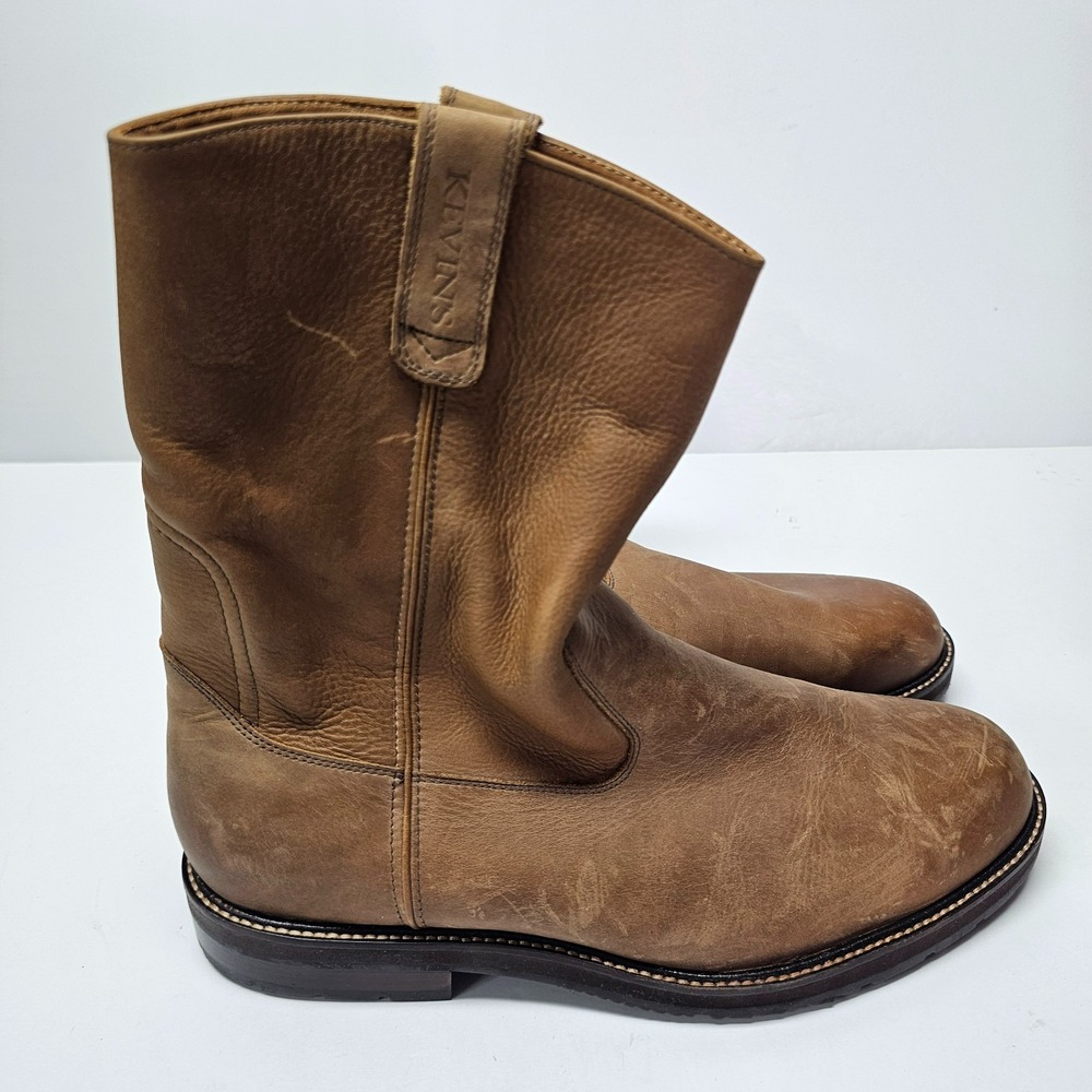 Kevin's Crazy Horse Leather Ranch Boot Brown Size 10.5 W Vibram